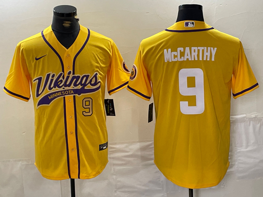 Adult Minnesota Vikings JJ McCarthy NO.9 baseball Jerseys