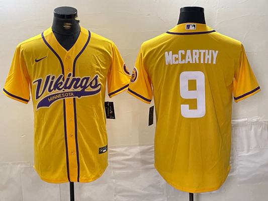 Adult Minnesota Vikings JJ McCarthy NO.9 baseball Jerseys